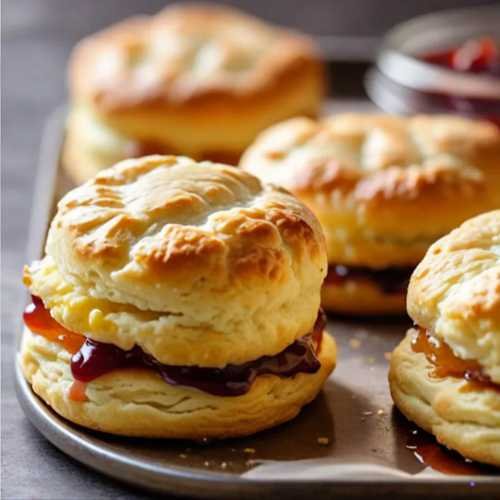 Freshly baked Hardee's biscuits with butter and jam