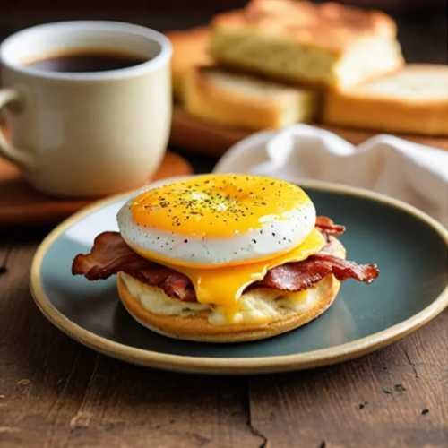 Hardee's Bacon, Egg & Cheese Biscuit with a side of coffee