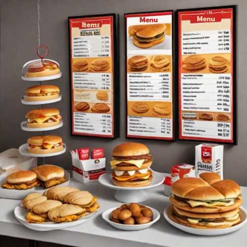 Hardee’s breakfast menu items with price tags displayed